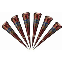 6pcs Fresh Quality Kaveri Dark Brown Natural Henna Mehndi Cones Temperory Tattoos