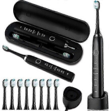 (S100  White 8 Heads) sarmocare S100 Sonic Toothbrush Usb Rechargeable Waterproof With 8 Brush Heads Professional Dental Care
