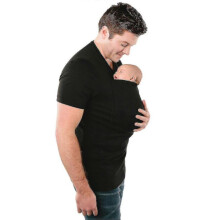 (L,Black)Men's Kangaroo Dad T-shirts Baby Carrier T-shirt(FML10)