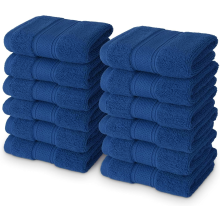 12x Face Cloths Towels 100% Egyptian Cotton Flannels Wash Cloths Towels 500GSM (Blue)