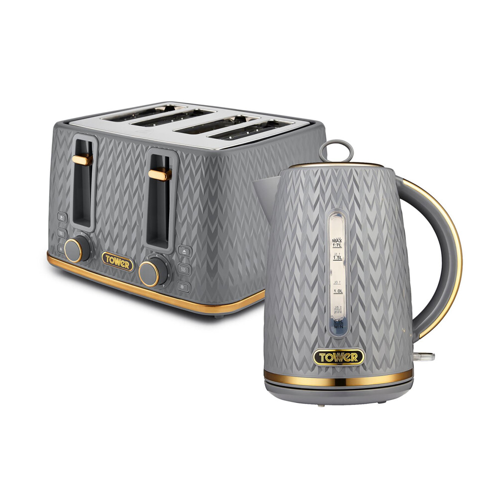 Tower Empire Eejb324 Grey 1.7L Kettle And 4 Slice Toaster Set - Image 4