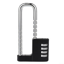 U-Shaped Padlock For Cabinets And Doors, Adjustable, Mechanical Combination Lock, Black