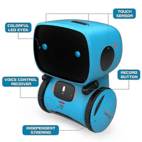 (Blue) Kids Robot Toy, Interactive Smart Talking Robot With Voice Controlled Touch Sensor Speech Recognition, Birthday Gifts 1