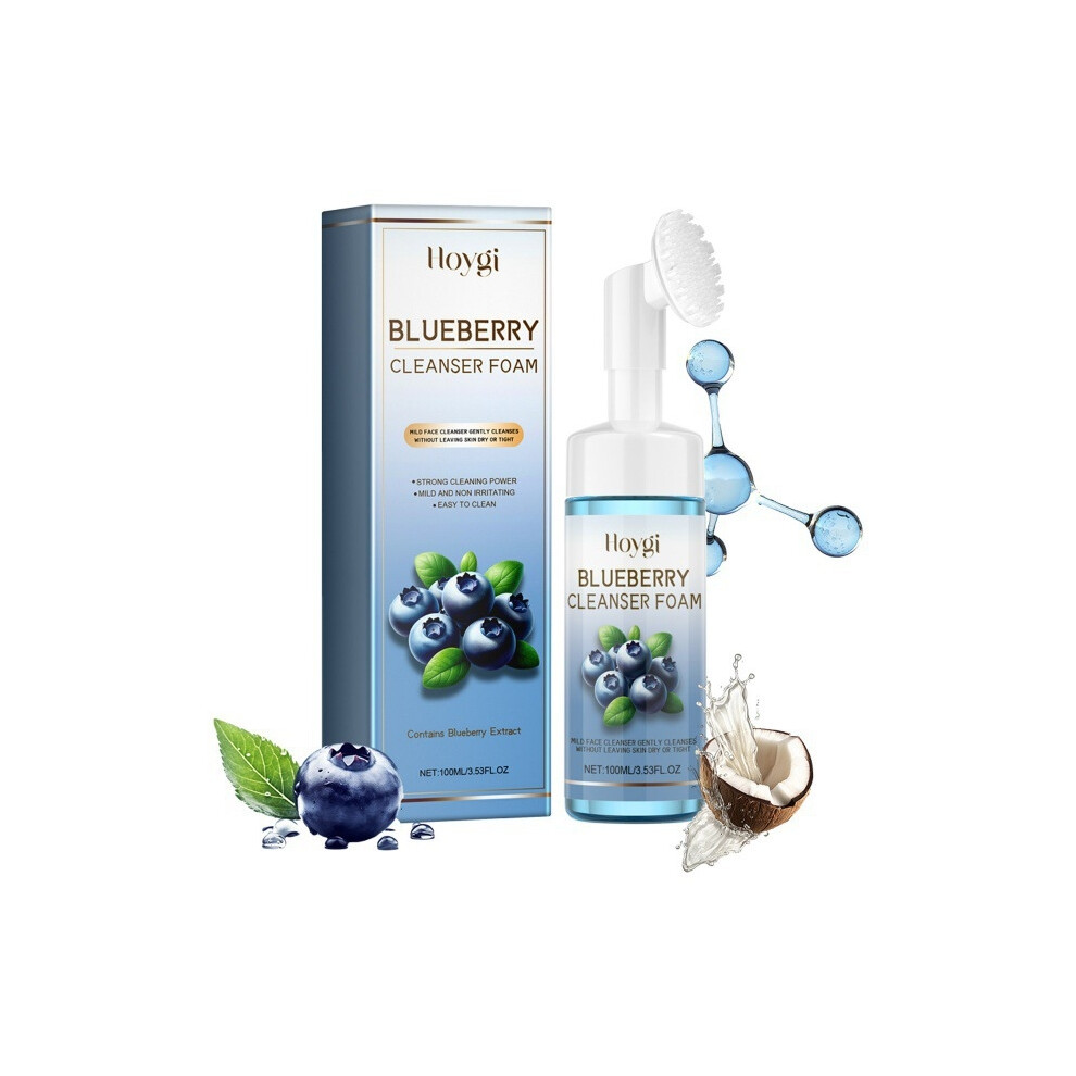 (100ml) Blueberry foam cleansing facial cleanser Cleansing facial texture delicate massage to repair dull blackheads and acne-image-OPC-PJGT7Z8-NEW