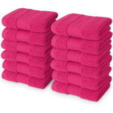 12x Face Cloths Towels 100% Egyptian Cotton Flannels Wash Cloths Towels 500GSM (Pink)