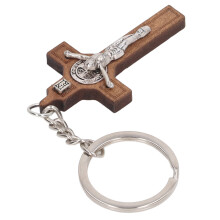 Holz & Metall Kreuz-Schlüsselanhänger Ø 1,2 Zoll, 2,2 1,2 0,3 Zoll