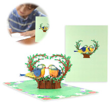 Finch Birds - Pair Of Finches Kissing Pop-Up Card, 3D Wedding Card, Anniversary Card, Birthday Card For Women And Men