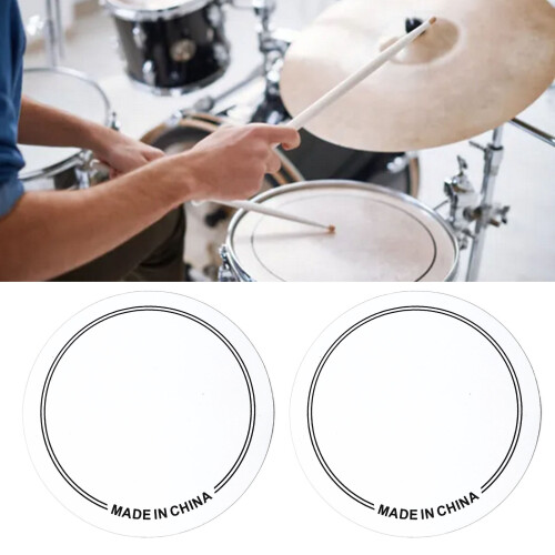 2PCS Durable PET Drum Head Patch Protectors for Practice and Performance White