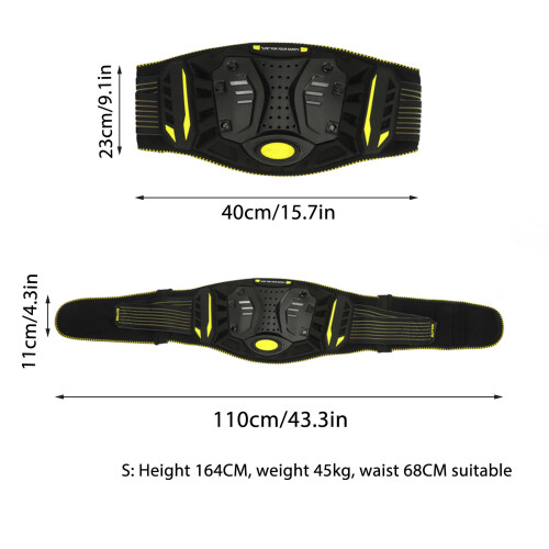 Breathable Impact-Resistant Motorcycle Back Brace Waist 68cm 1