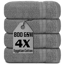 4 X Luxury Face Cloths Towels 800GSM Egyptian Cotton Flannels Premium Washcloths (Charcoal)