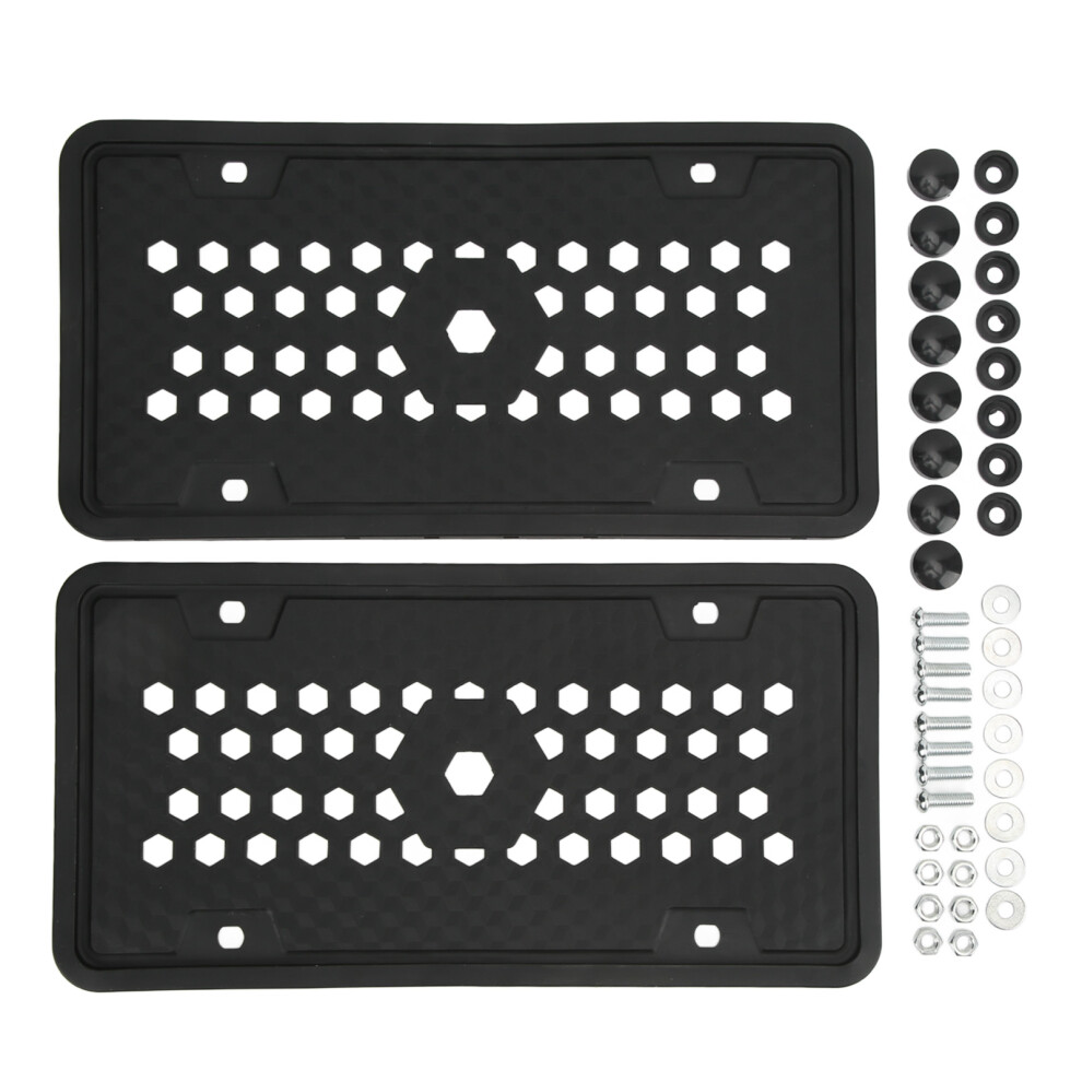 2Pcs License Plate Protector Silicone Frame Soft Black 9121376297649