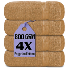 4 X Luxury Face Cloths Towels 800GSM Egyptian Cotton Flannels Premium Washcloths (Latte)