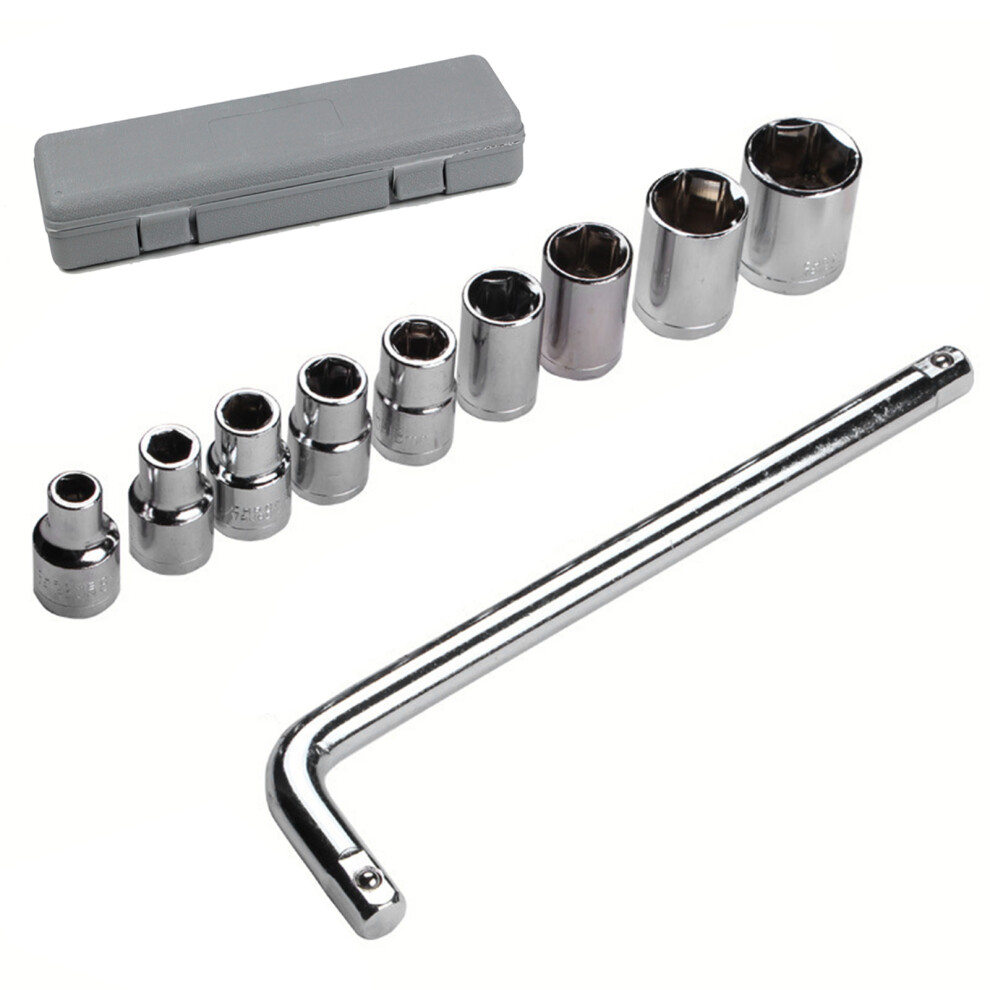 10Pcs Carbon Steel Wrench Socket Set 8Â24Mm Gray Box 8791338153644