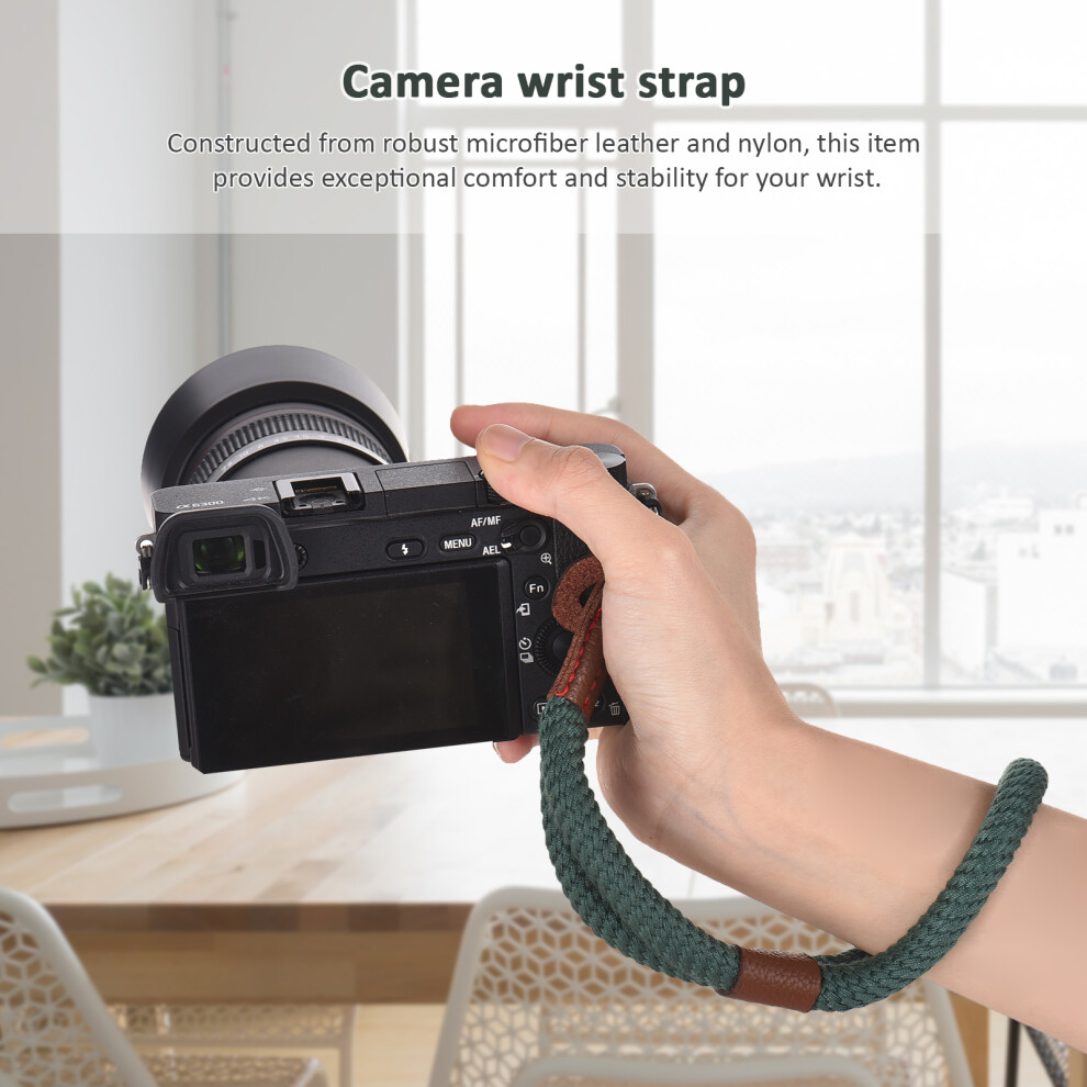 Adjustable 26.5Cm Microfiber Leather Camera Wrist Strap Lanyard For Dslr Blue 4931338154508