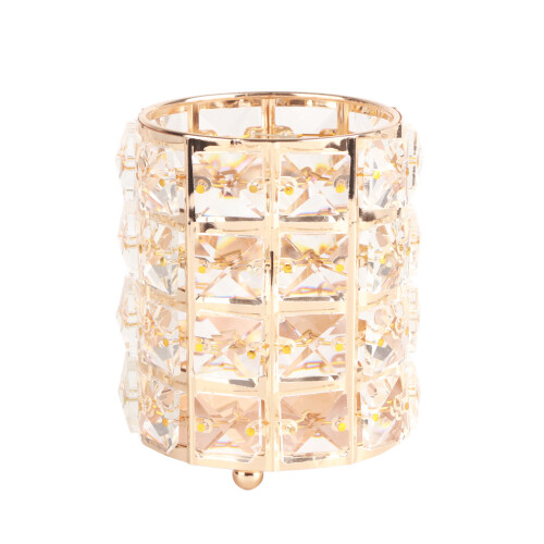 Kristall-Stifthalter Gold, Eisen+Glas-Schreibtisch-Organizer 1
