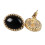 Exquisite Vintage 18K Gold Copper Black Agate Ear Stud Earrings 13