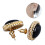 Exquisite Vintage 18K Gold Copper Black Agate Ear Stud Earrings 15