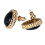 Exquisite Vintage 18K Gold Copper Black Agate Ear Stud Earrings 12