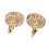Exquisite Vintage 18K Gold Copper Black Agate Ear Stud Earrings 8
