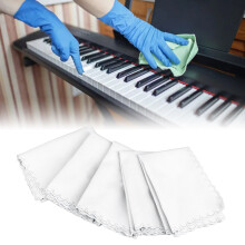 5PCS Cotton Piano & Instrument Cleaning Cloths White for Guitar, Bass, Violin