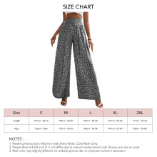 Schwarze Blumendruck-Hochtaillenhose mit weitem Bein, 108 cm Länge, Größe M
