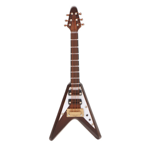 kaffeefarbene E-Gitarre, Modell 10 cm, mit Ständer und Koffer 2