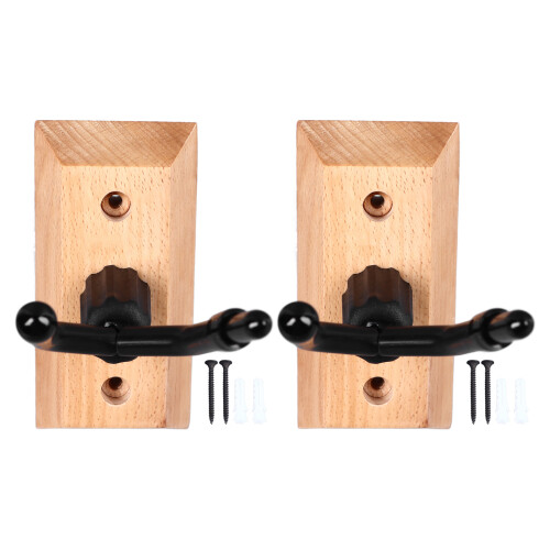 Violin Wall Hanger 2pcs Wood+Metal Neck Bracket 2