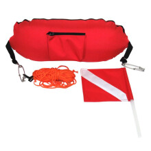 Spearfishing Buoy Inflatable Diving Float With Detachable Flag 25 m Line Nylon PVC High Visibility Orange