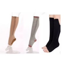 3 Paar Reißverschluss-Kompressionsstrümpfe Nylon offene Zehen Kompressionsstrümpfe zum Gehen und Laufen XXL