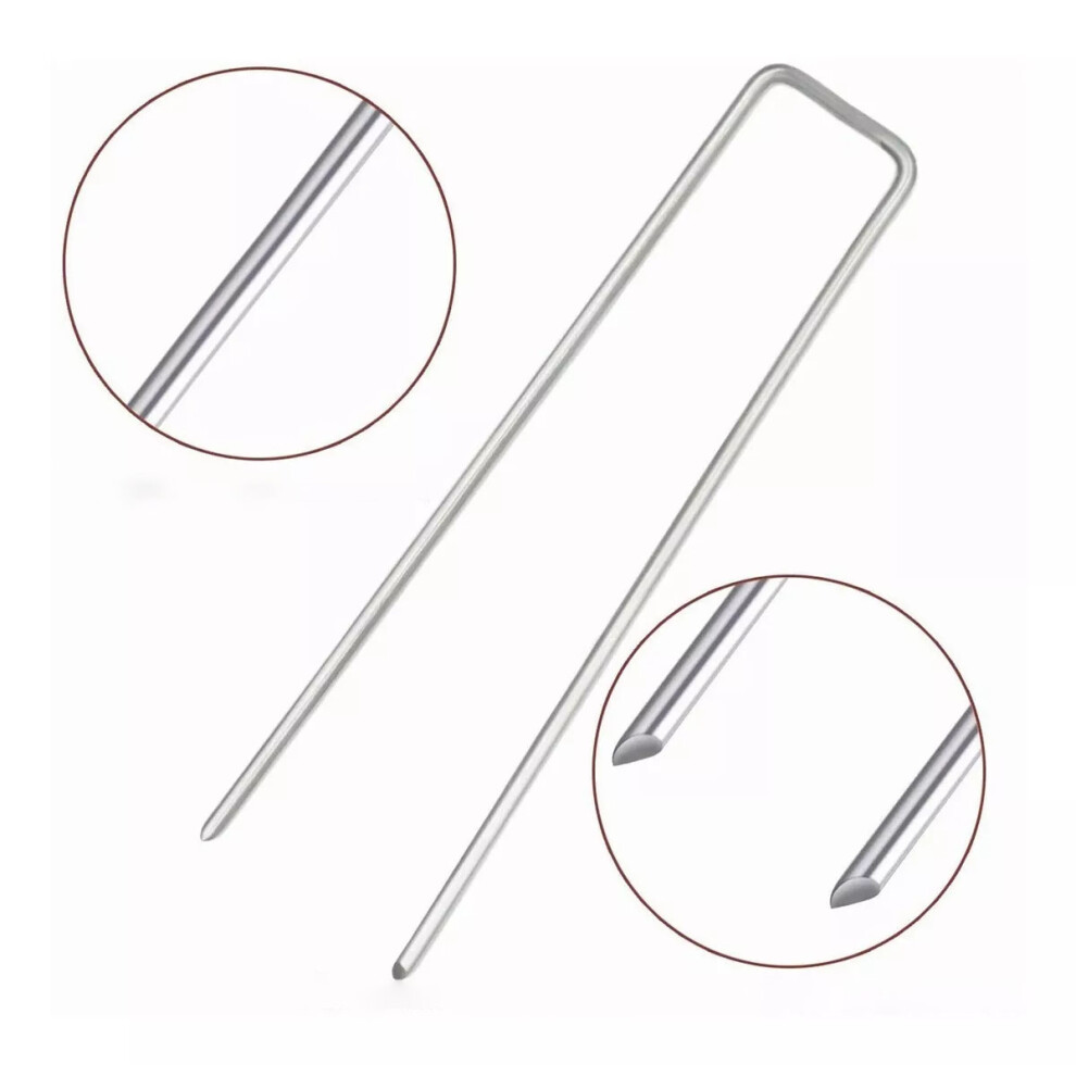 50Pcs Galvanized Steel U Type Turf Nails Garden Fence Stakes 15X4cm 4951338179554