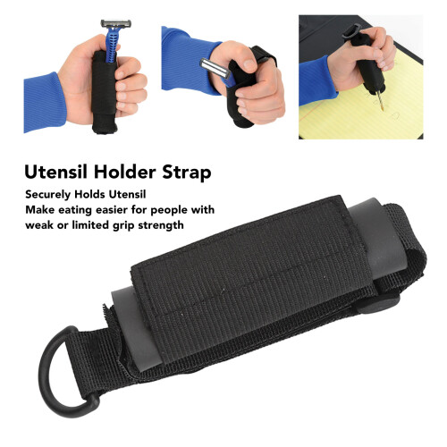 Adjustable Utensil Holder Strap for Elderly & Weak Grip, Foam & Hook-Loop 2