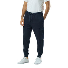 (Navy, M) Mens Cargo Joggers Zip Pockets Fleece Gym Trousers Cotton Bottom Track Pants New