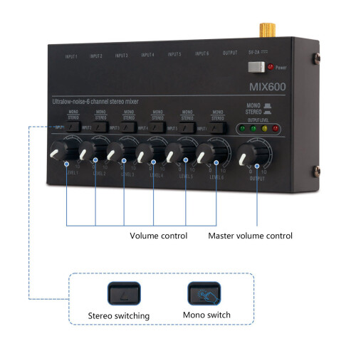 Durable 6 Channel Metal Mixer with Distortion Free Operation 2