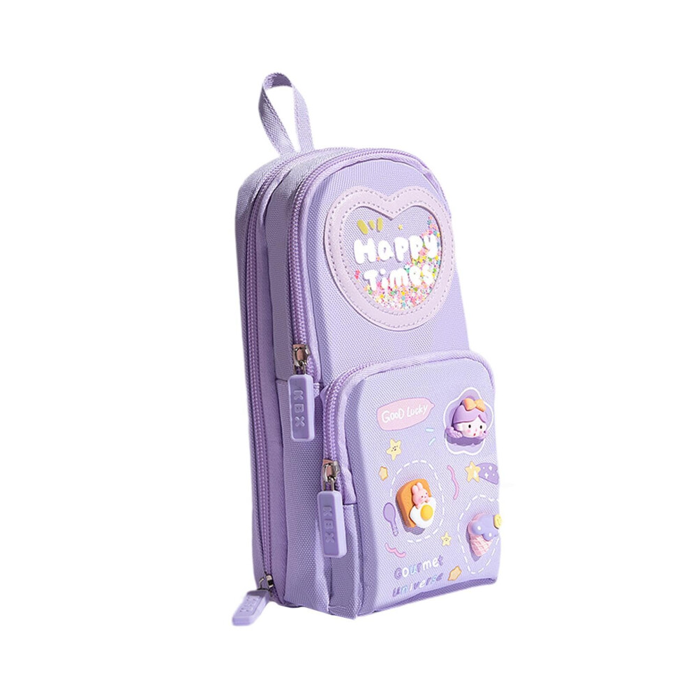 Pencil Case, Stationery Organizer, Decorative Handbag Holder, Pencil Box For Girls, Makeup, Travel, Purple-image-OPC-PJGVDCS-NEW