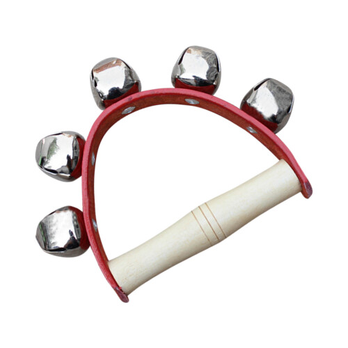 Wrist Shaking Bell 5 Bells Wooden Handle Handheld 1