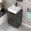 NES Home Nes Home 500mm Dark Grey Bathroom 2 Drawers Vanity & Worktop With Square Basin 4