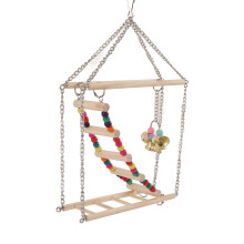 Colorful Wooden Bird Swing Toy 22x7cm Bead Parrot Hanging Accessory