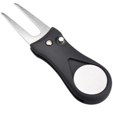 Black Golf Divot Tool With Magnetic Ball Markers, Pitchfork Repair Tool Compatible
