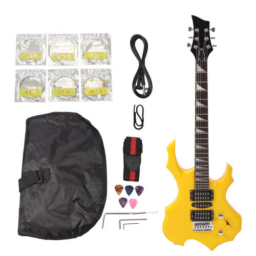 Electric Guitar 24 Fret Yellow Flame Shaped