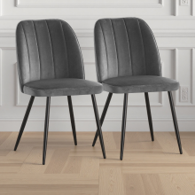 (GREY, 2pcs) 2/4/6pcs Velvet Dining Chairs Sturdy Metal Legs