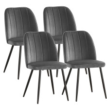 (GREY, 4pcs) 2/4/6pcs Velvet Dining Chairs Sturdy Metal Legs