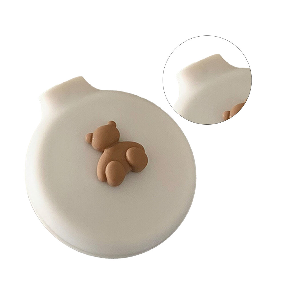 White Travel Cushion Hairbrush Round Bear Decor Portable Folding Comb With Mirror
