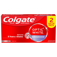 Pâte dentifrice Colgate Optic White Advanced, 2% Peroxyde d'Hydrogène, Blanc Éclatant, 4,5 Oz, 2 Pack