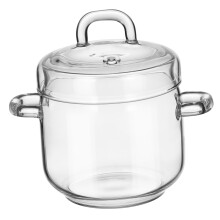 Steamer Pot With Lid, Heat-Resistant Glass Container For Eggs, Pudding, And Stew Bowls, Home And Restaurant Use