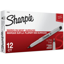Marcadores permanentes SHARPIE, punta ultrafina, negro, paquete de 12, punta precisa para control extremo, tinta resistente con certificacin AP