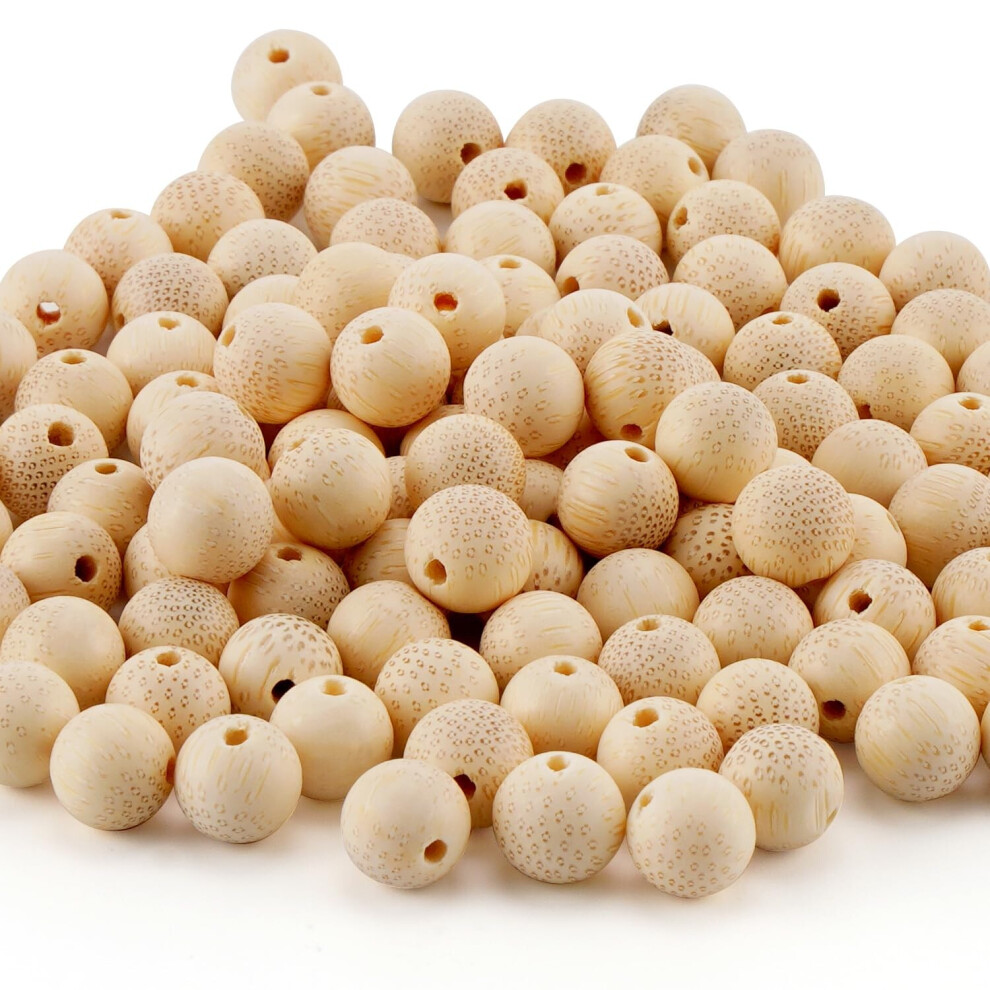 Prometis 200pcs 8mm Natural Bamboo Sustainable Growth Round Beads Gorgeous Craft Handmade Polished Spacer Mala Pray Beads with Elastic Cord for Bracel