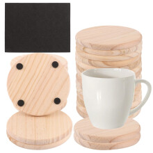 Round Wooden Coasters 100 Mm Blank Natural Wood Untreated Drink Coasters DIY Table Decor Pack Of 36