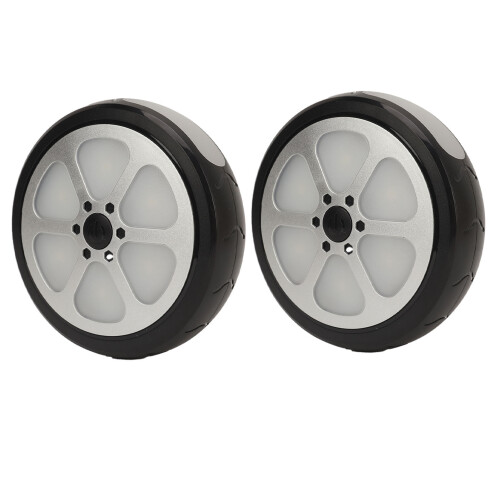 2Pcs Stroller Safety Lights Wheel Shape 3 Modes, AA Battery Powered, White & Red