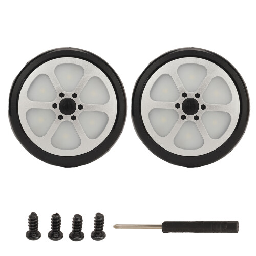 2Pcs Stroller Safety Lights Wheel Shape 3 Modes, AA Battery Powered, White & Red 1