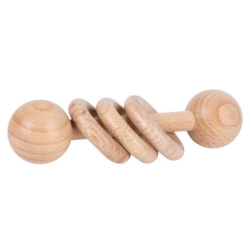 Wood Baby Rattle Teether Toy Solid Beech Early 1